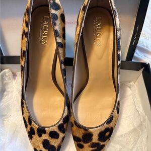 LAUREN Ralph Lauren Leopard-Print Pointed Toe Pumps - Tan/Black